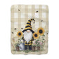 Fall Sunflower Gnome Sherpa Fleece Blanket with Bee and Gnome Design, Gift for Garden Lovers, Autumn Decor, Snuggle Companion