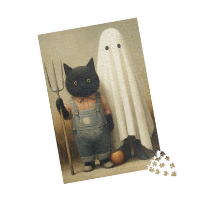 Ghost and Cat Ready for Halloween