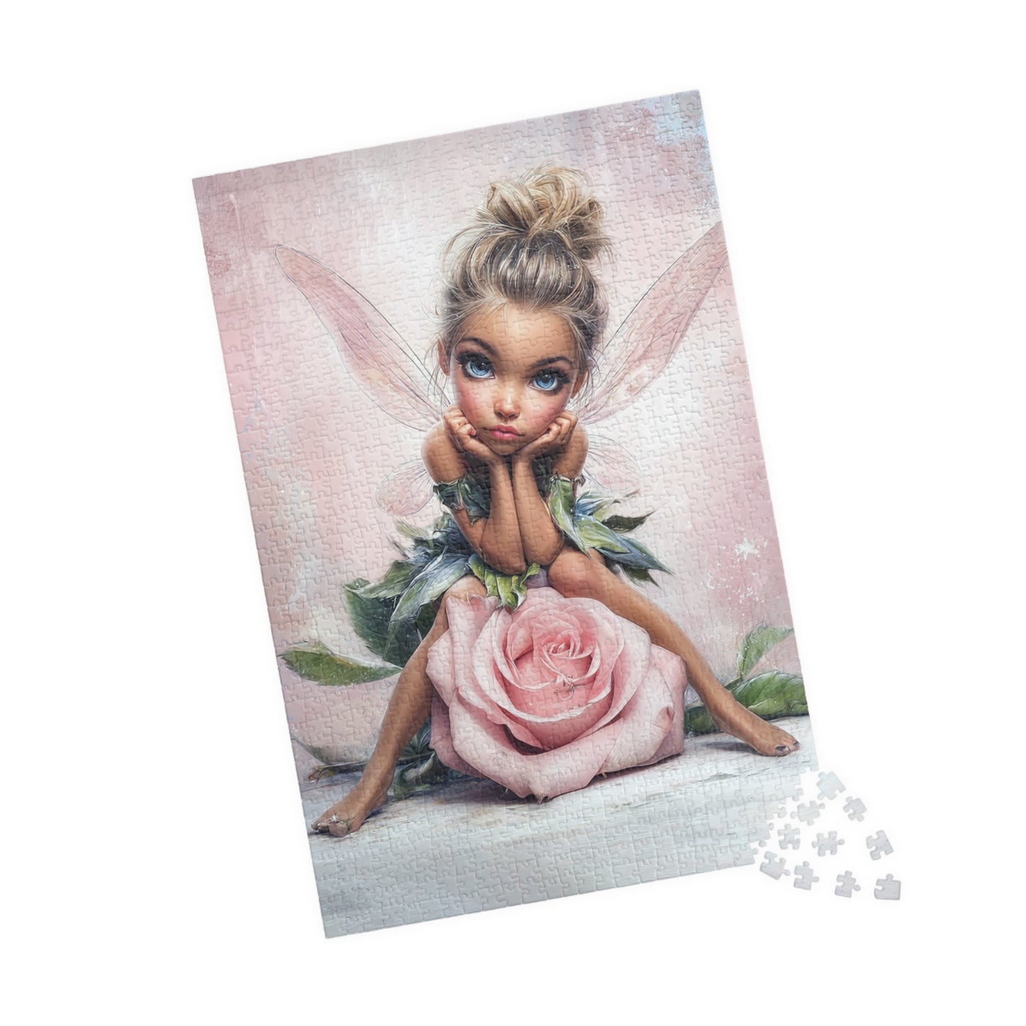 Puzzle - Adorable Fairy Sitting on Rose Bud