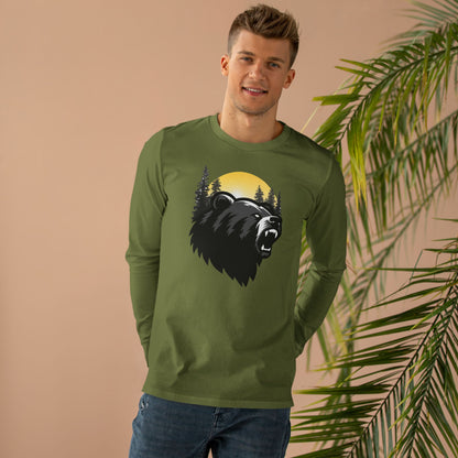 Men's Bear Graphic Longsleeve Tee - Wilderness Apparel for Nature Lovers, Outdoor Adventure, Gifts for Him, Camping Wear, Fall Fashion