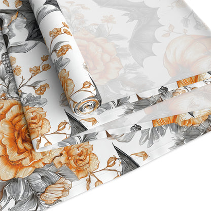 Halloween Themed Table Runner, Spooky Decor for Fall, Gothic Home Accents, Pumpkin and Skull Design, Perfect for Parties