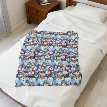 Cozy Snowman Plush Blanket, Winter Gift, Holiday Decor, Soft Fleece Throw, Kids Blanket, Christmas Home Essentials