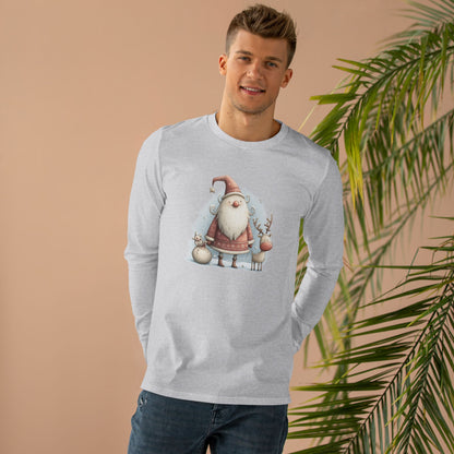 Santa & Reindeer Longsleeve Tee, Christmas Shirt, Holiday Gift, Men's Winter Apparel, Festive Long Sleeve
