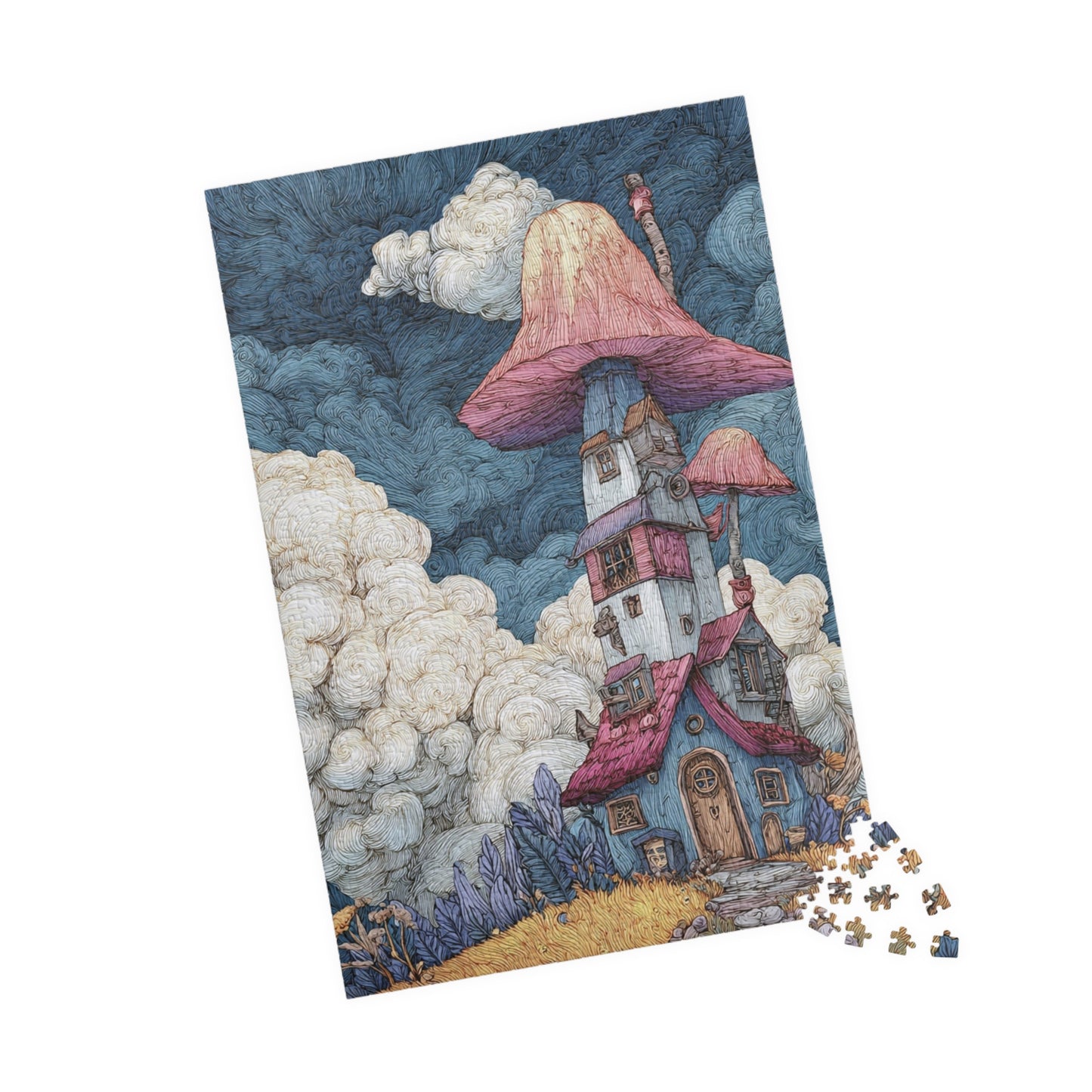 Elf Mushroom House Puzzle, Jigsaw Puzzle for Adults and Kids, Gift for Puzzle Lovers, Family Game Night