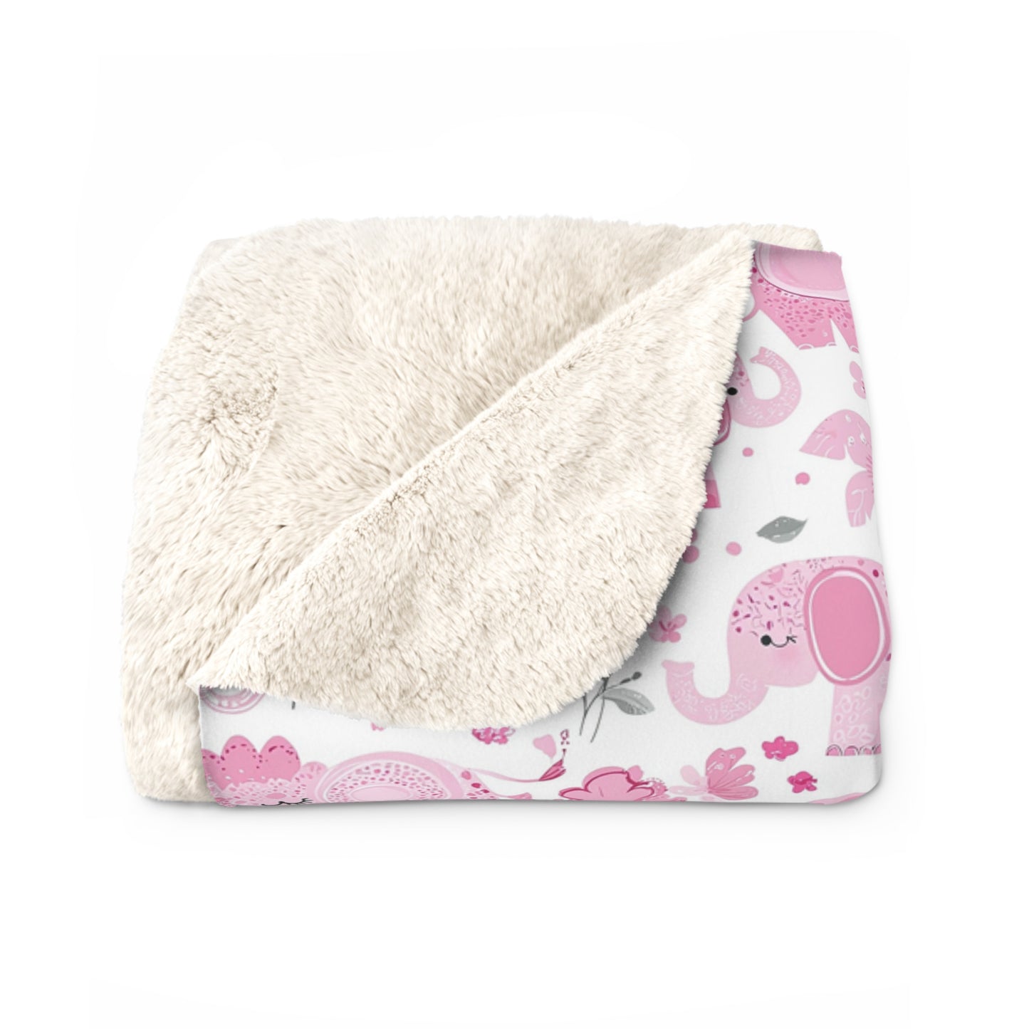 Cute Pink Elephant Sherpa Fleece Blanket, Cozy Child's Gift, Nursery Decor, Baby Shower Present, Soft Plush Blanket