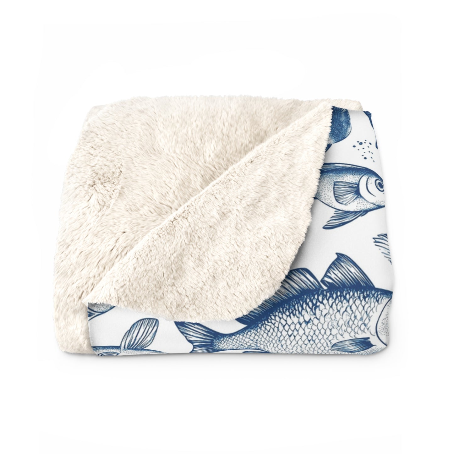 Sherpa Blanket - Let's Go Fishing Cute Small Fish Pattern