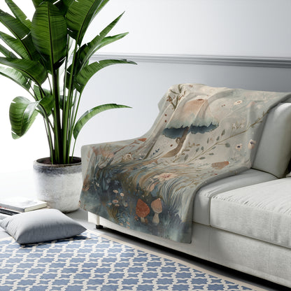 Mushroom-Themed Sherpa Fleece Blanket, Cozy Home Decor, Gift for Nature Lovers, Boho Aesthetic Blanket, Soft Throw for All Occasions