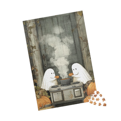 Halloween Ghost Puzzle - Cozy Family Activity, 110/252/520/1014 Pieces, Perfect Gift for Autumn, Spooky Decor, Fun for All Ages