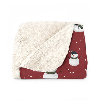 Cozy Snowman Sherpa Fleece Blanket | Holiday Gift, Winter Decor, Child's Comfort, Snowman Design, Christmas Snuggle