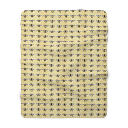 Cozy Bee Pattern Sherpa Fleece Blanket, Soft Throw for Home Decor, Gift for Nature Lovers, Bee Lover Blanket, Warm Bedspread