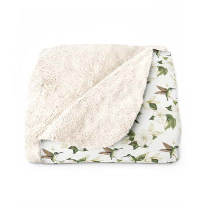 Sherpa Fleece Blanket - Garden Hummingbirds Wedding Throw