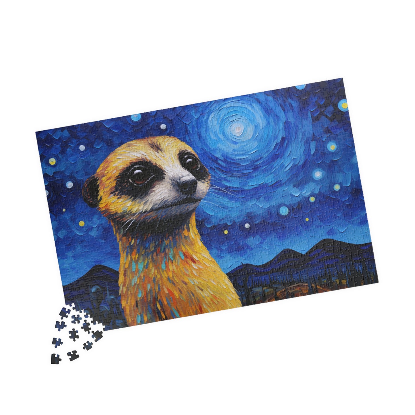 Meerkat Starry Night Puzzle - Fun Family Activity, Gift for Puzzle Lovers, Unique Home Decor, Challenge for All Ages, Ideal for Holidays
