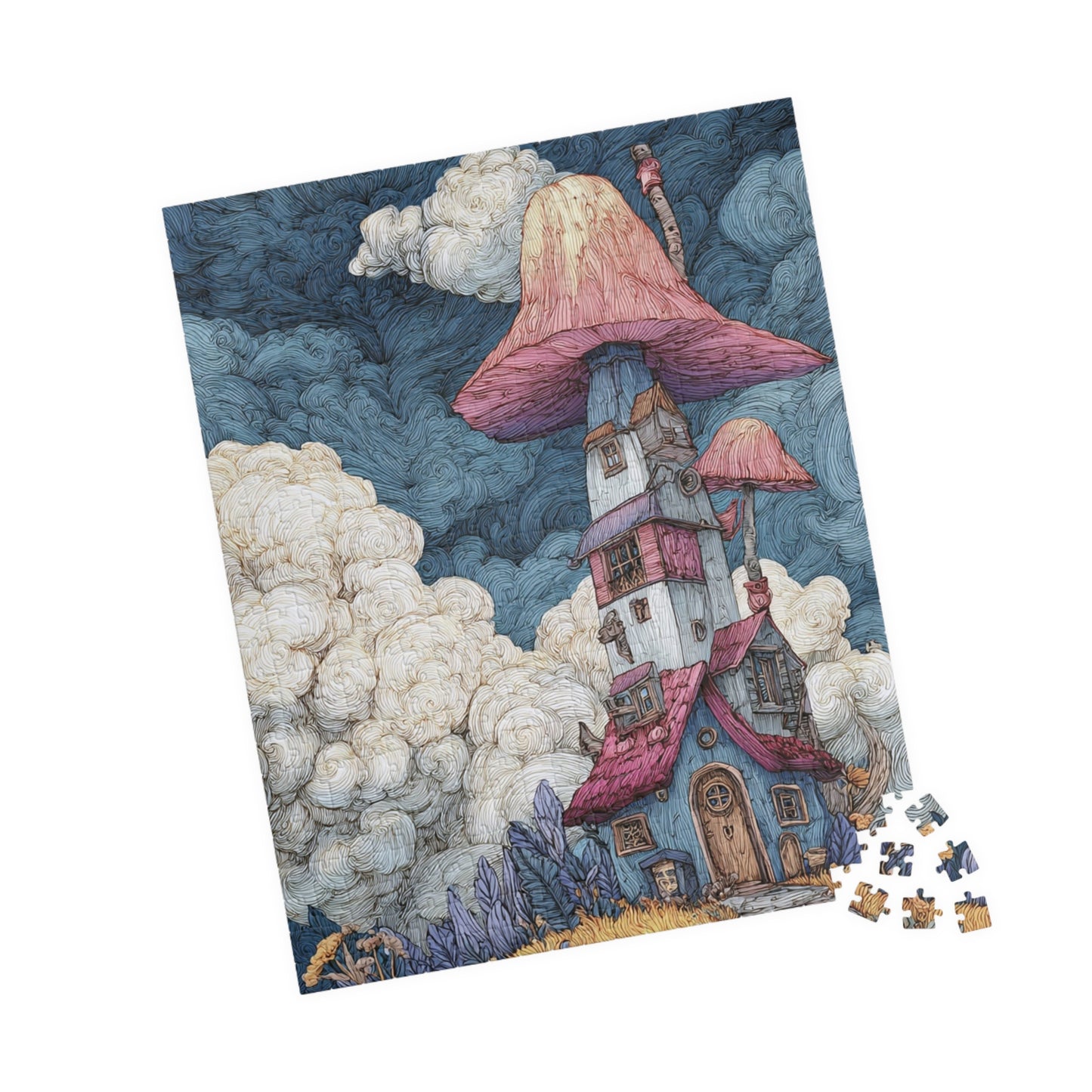 Elf Mushroom House Puzzle, Jigsaw Puzzle for Adults and Kids, Gift for Puzzle Lovers, Family Game Night