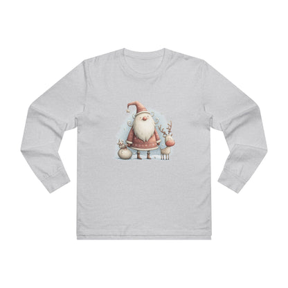 Santa & Reindeer Longsleeve Tee, Christmas Shirt, Holiday Gift, Men's Winter Apparel, Festive Long Sleeve