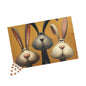 Puzzle - 3 Funny Rabbit Friends on Burnt Orange Background