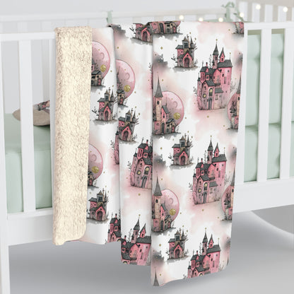 Cozy Castle Design Sherpa Fleece Blanket | Perfect Gift for Little Girl