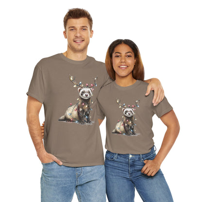 Christmas Otter Tee, Unisex Heavy Cotton Tee with Cute Design, Holiday Gift, Cozy Casual Wear, Fun Christmas Shirt