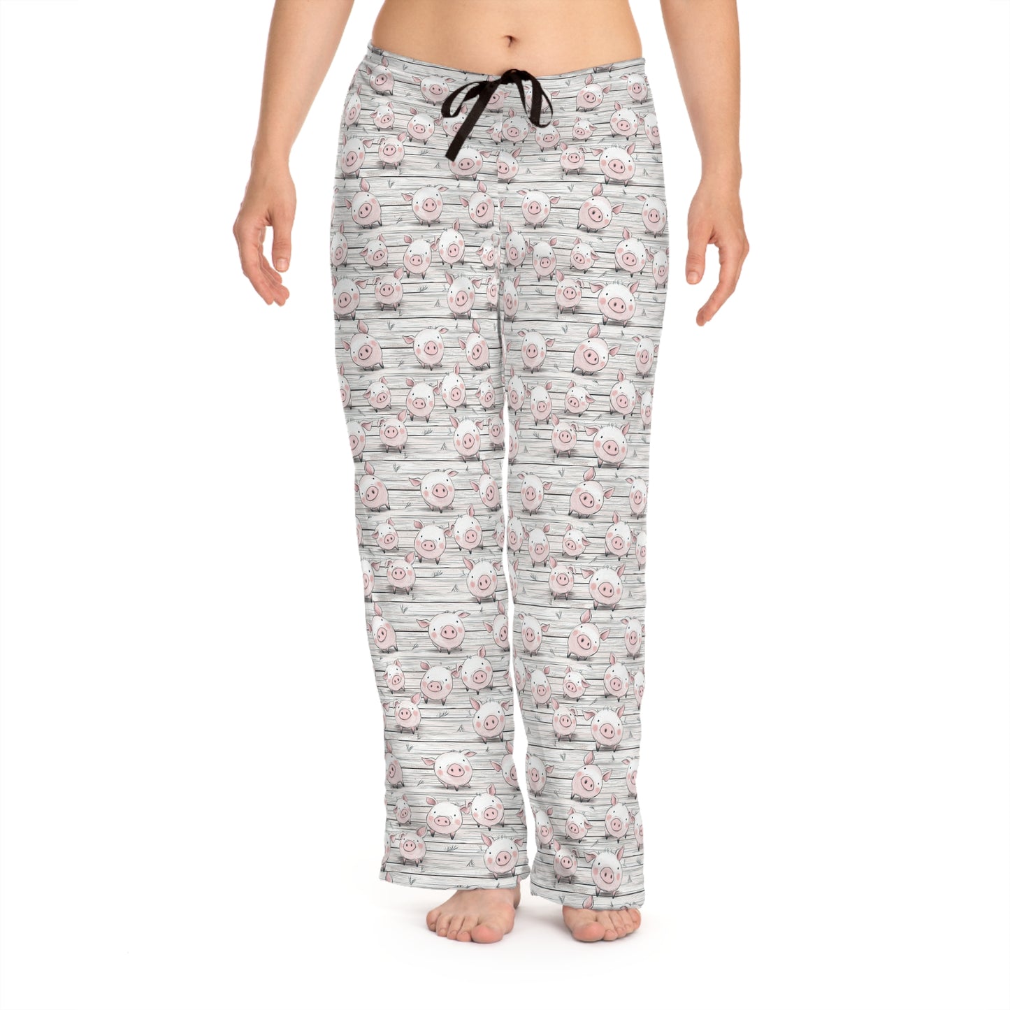 Cute Country Pig Pattern Women's Pajama Pants, Cozy Sleepwear