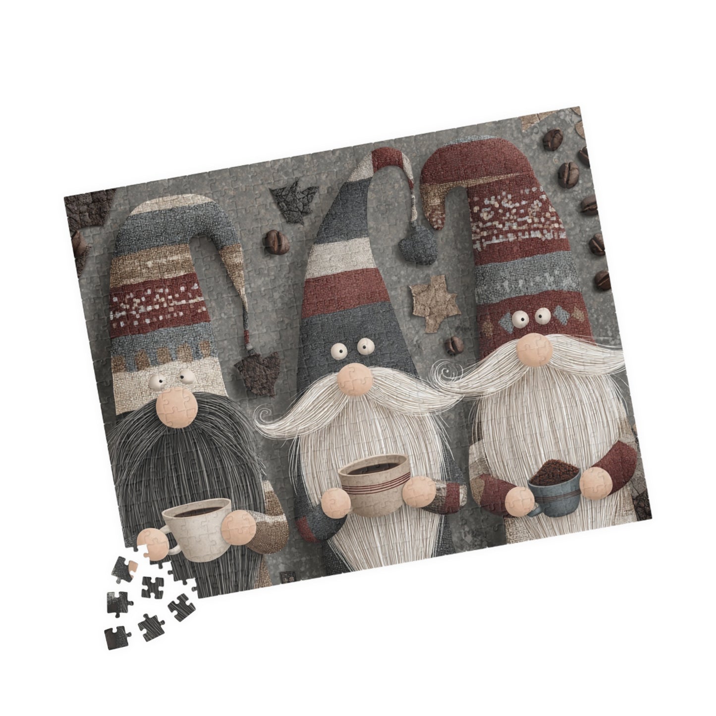 Coffee Gnomes Holiday Puzzle for Family Fun, Christmas Jigsaw, Festive Activity for Gatherings, 110-1014 Pieces