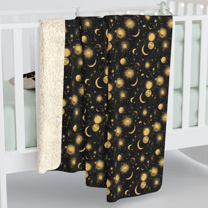 Cozy Sherpa Fleece Blanket, Starry Nights Throw, Perfect for Gifts, Home Decor, Warm Comfort for Any Season