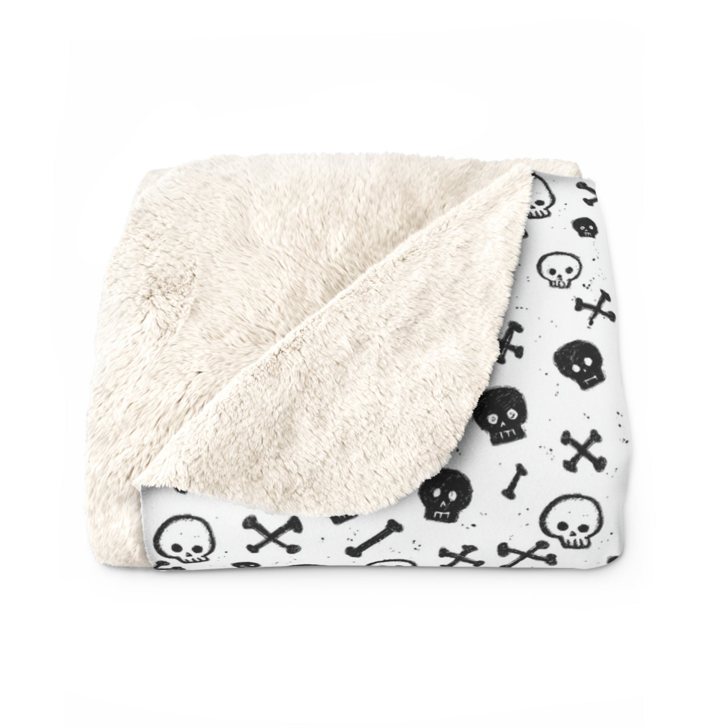 Gothic Skull Sherpa Fleece Blanket, Warm Throw Blanket for Cozy Nights, Halloween Decor, Gift for Him or Her