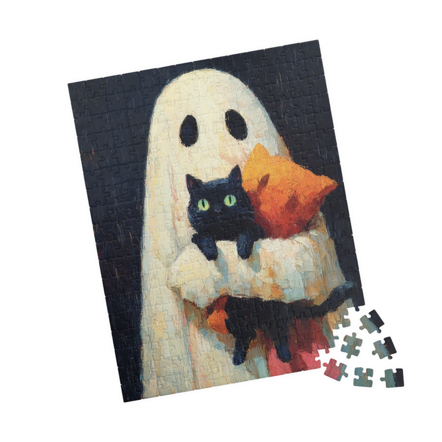 Ghost Cat Puzzle - 1014-Piece Jigsaw Fun, Perfect for Cat Lovers, Halloween Decor, Family Game Night, Unique Gift