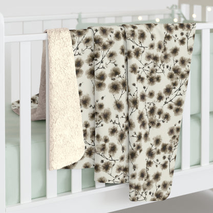 Cozy Floral Sherpa Fleece Blanket - Warm Throw for Home, Gift for Housewarming, Romantic Decor, Winter Comfort, Cozy Nights