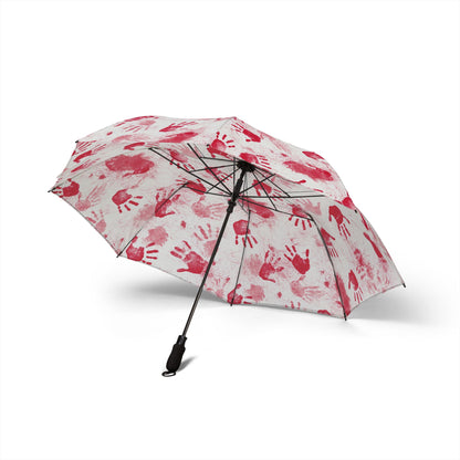 Artistic Red Handprint Umbrella, Rainy Day Essential