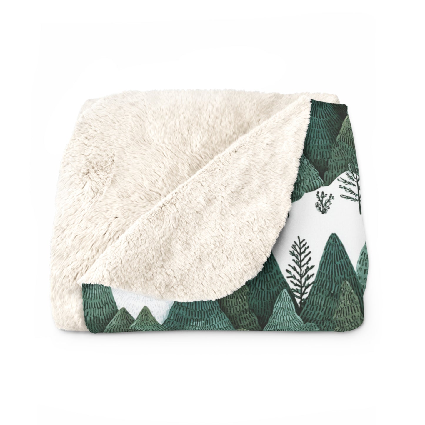 Cozy Sherpa Fleece Blanket with Peeking Santa Forest Design, Soft Throw Blanket, Winter Decor, Camping Blanket, Holiday Gift