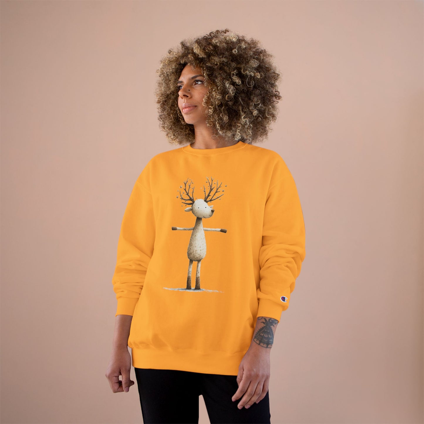 Reindeer Champion Sweatshirt, Cozy Holiday Sweatshirt, Cute Animal Gift, Winter Apparel, Christmas Sweatshirt