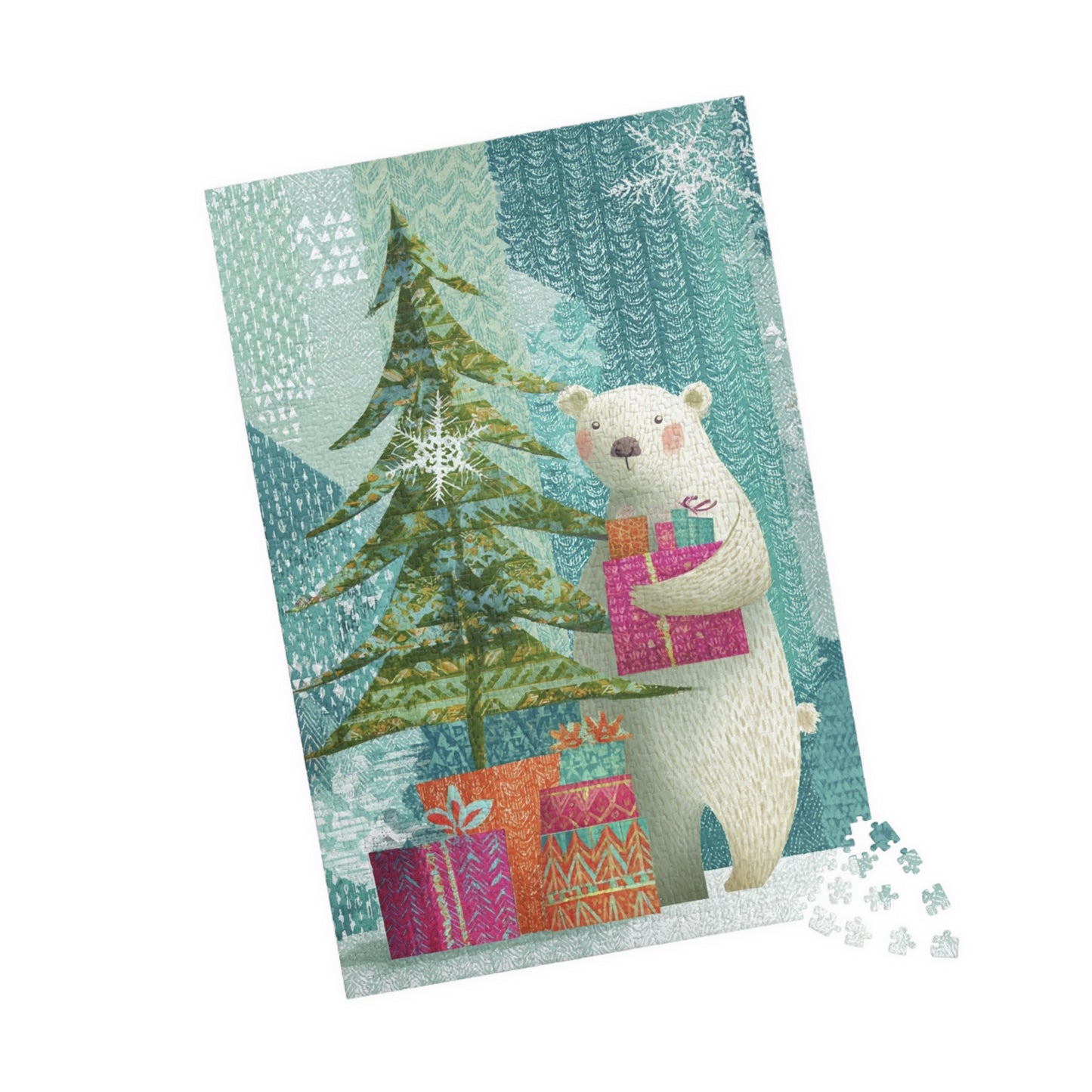 Festive Polar Bear Puzzle – Cozy Family Fun for Christmas, Holiday Gift, Winter Activity, Children's Game, Home Decor