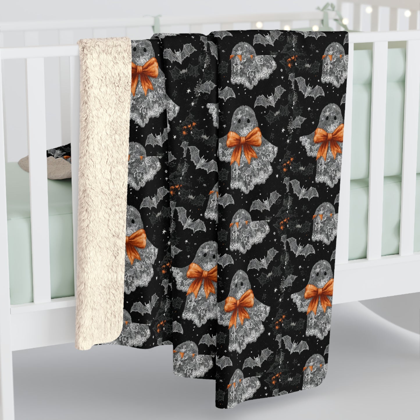 Cozy Halloween Ghosts Sherpa Fleece Blanket | Perfect for Fall Decor, Gift for Haunted House Lovers, Spooky Season Comfort