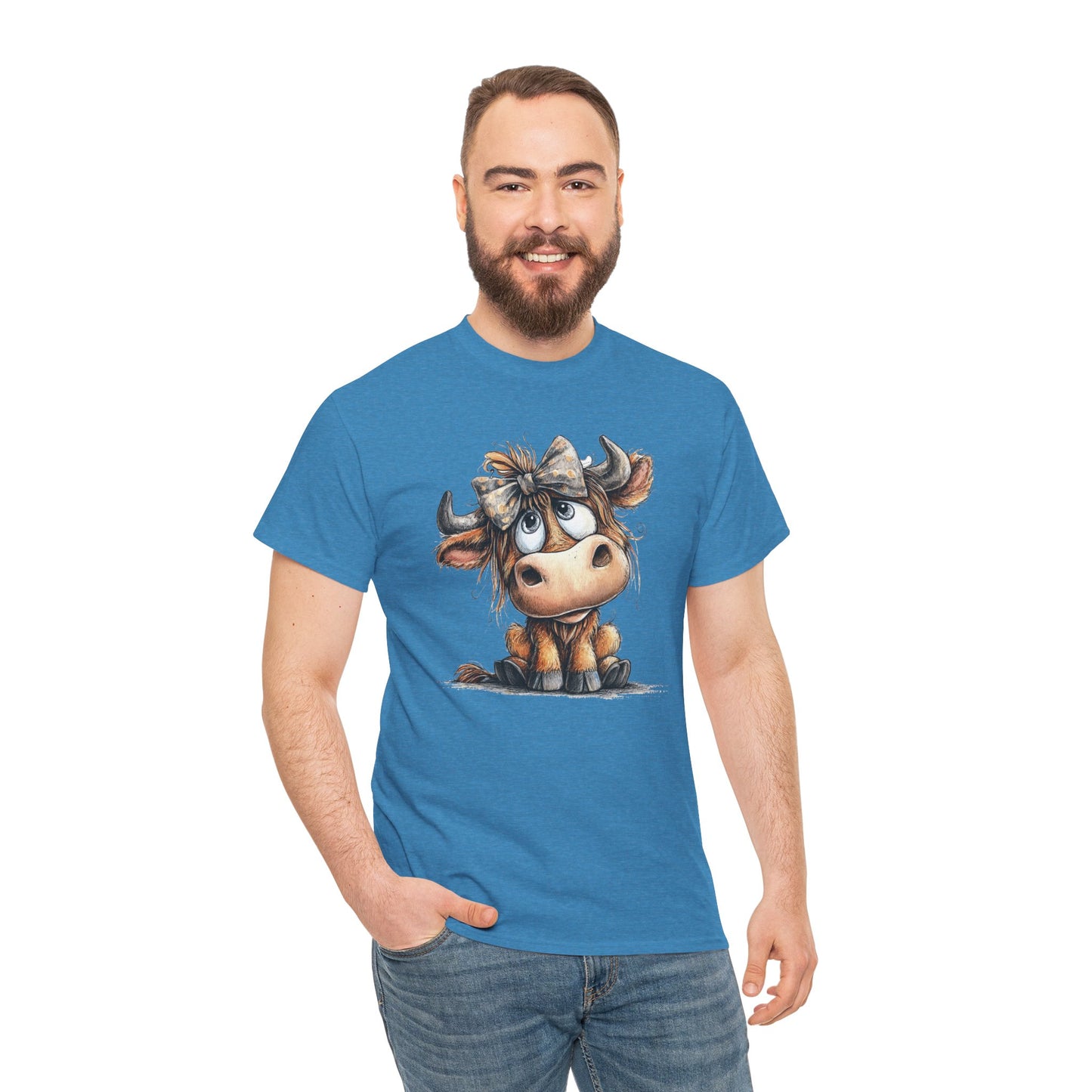 Cute Highland Cow Graphic Tee for Animal Lovers, T-Shirt for Kids & Adults, Farmhouse Decor