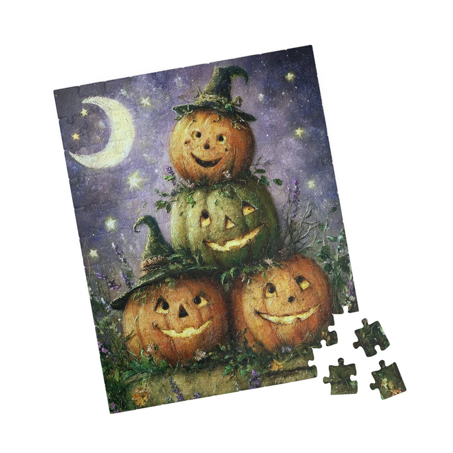 Halloween Pumpkin Puzzle, Fun Family Game, Seasonal Decor, Fall Activity, Unique Gift for Kids, 110-520 Piece Options