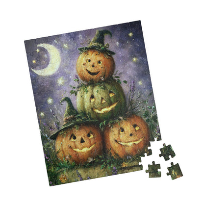 Halloween Pumpkin Puzzle, Fun Family Game, Seasonal Decor, Fall Activity, Unique Gift for Kids, 110-520 Piece Options