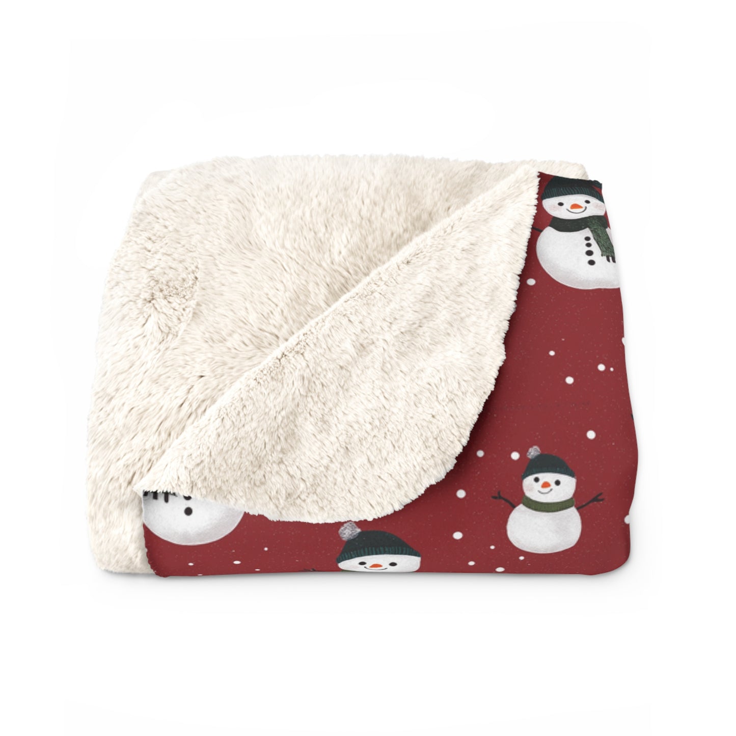 Cozy Snowman Sherpa Fleece Blanket | Holiday Gift, Winter Decor, Child's Comfort, Snowman Design, Christmas Snuggle