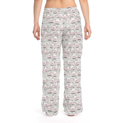 Cute Country Pig Pattern Women's Pajama Pants, Cozy Sleepwear
