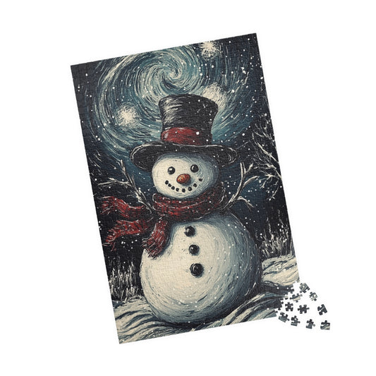 Snowman Puzzle for All Ages, Winter Decor, Family Fun, Holiday Gift, 110-1014 pieces, Cozy Home Activity