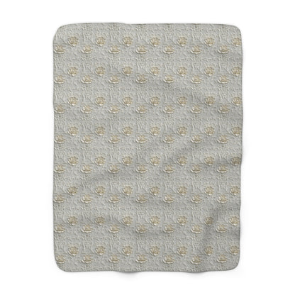 Sherpa Fleece Blanket - Wedding Pattern Silky White Yellow Hints