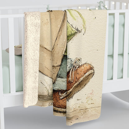 Cozy Floral Bear Sherpa Fleece Blanket, Soft Baby Blanket, Kids Blanket, Nursery Decor, Gift for Paddington Bear Fans