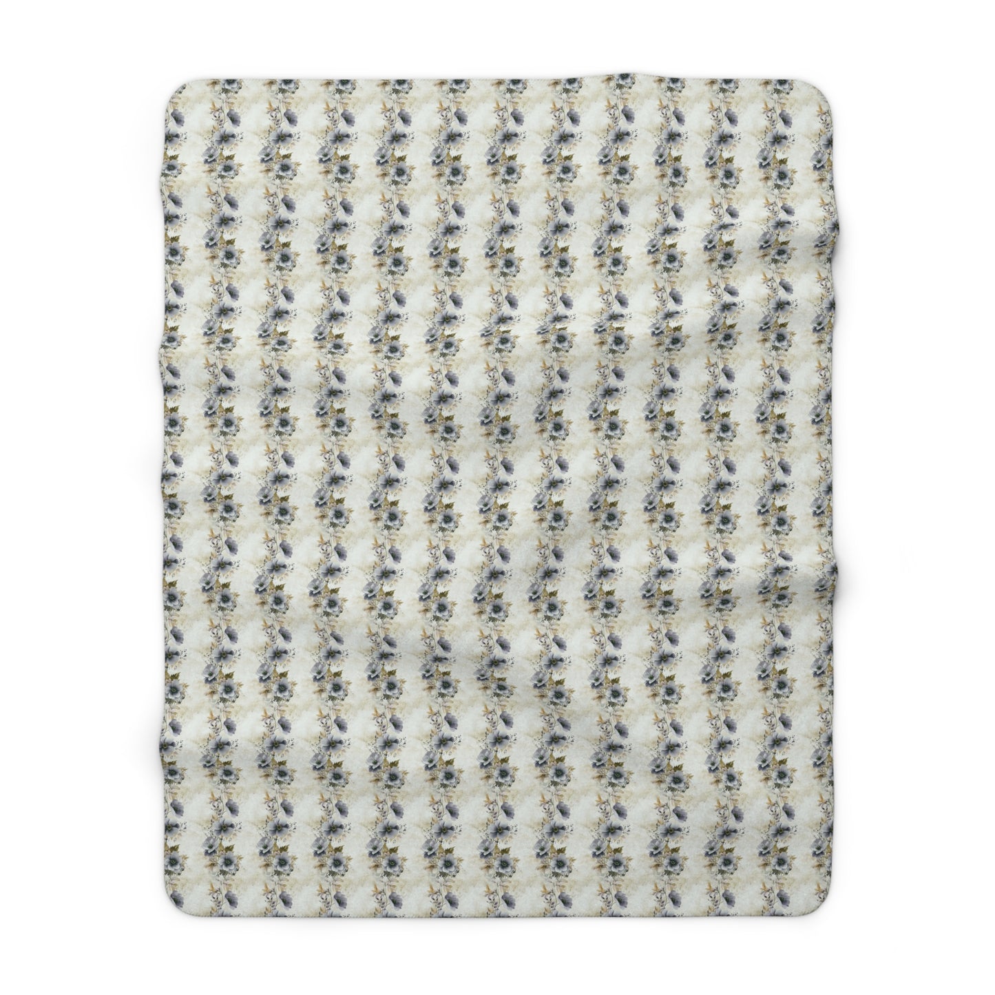 Sherpa Fleece Blanket - Blue and Gold Spiral Floral Wedding Print