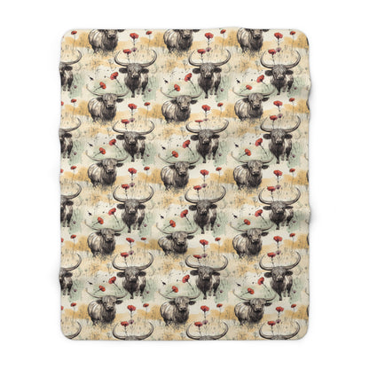 Sherpa Fleece Blanket - Adorable Grunge Baby Highland Cow Design