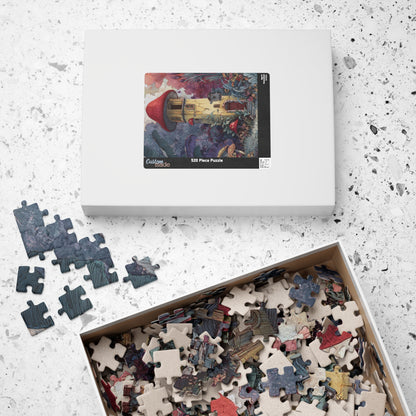 Whimsical Mushroom House Puzzle - 110, 252, 520, 1014-Piece Jigsaw Fun for Kids & Adults, Cozy Game Night Decor, Gift for Nature Lovers