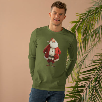 Festive Santa Longsleeve Tee - Christmas Gift, Holiday Wear, Winter Apparel, Cozy Style, Casual Outfit