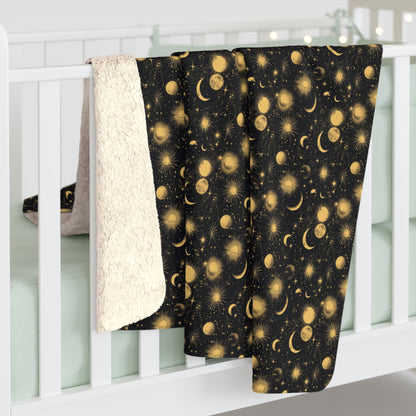 Cozy Sherpa Fleece Blanket, Starry Nights Throw, Perfect for Gifts, Home Decor, Warm Comfort for Any Season