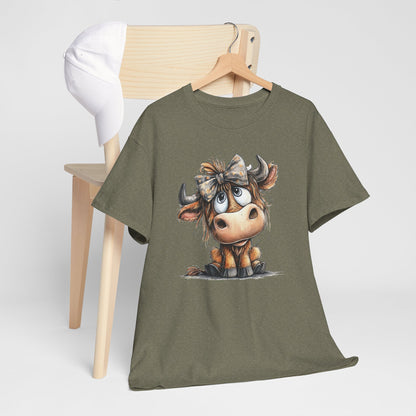 Cute Highland Cow Graphic Tee for Animal Lovers, T-Shirt for Kids & Adults, Farmhouse Decor