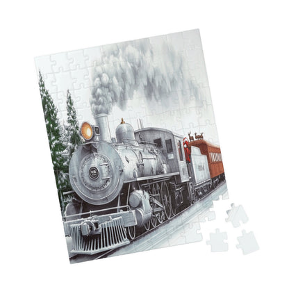 Holiday-Themed Train Puzzle, Family Game Night, Gift for Train Lovers, Winter Wonderland Decor, Educational Activity