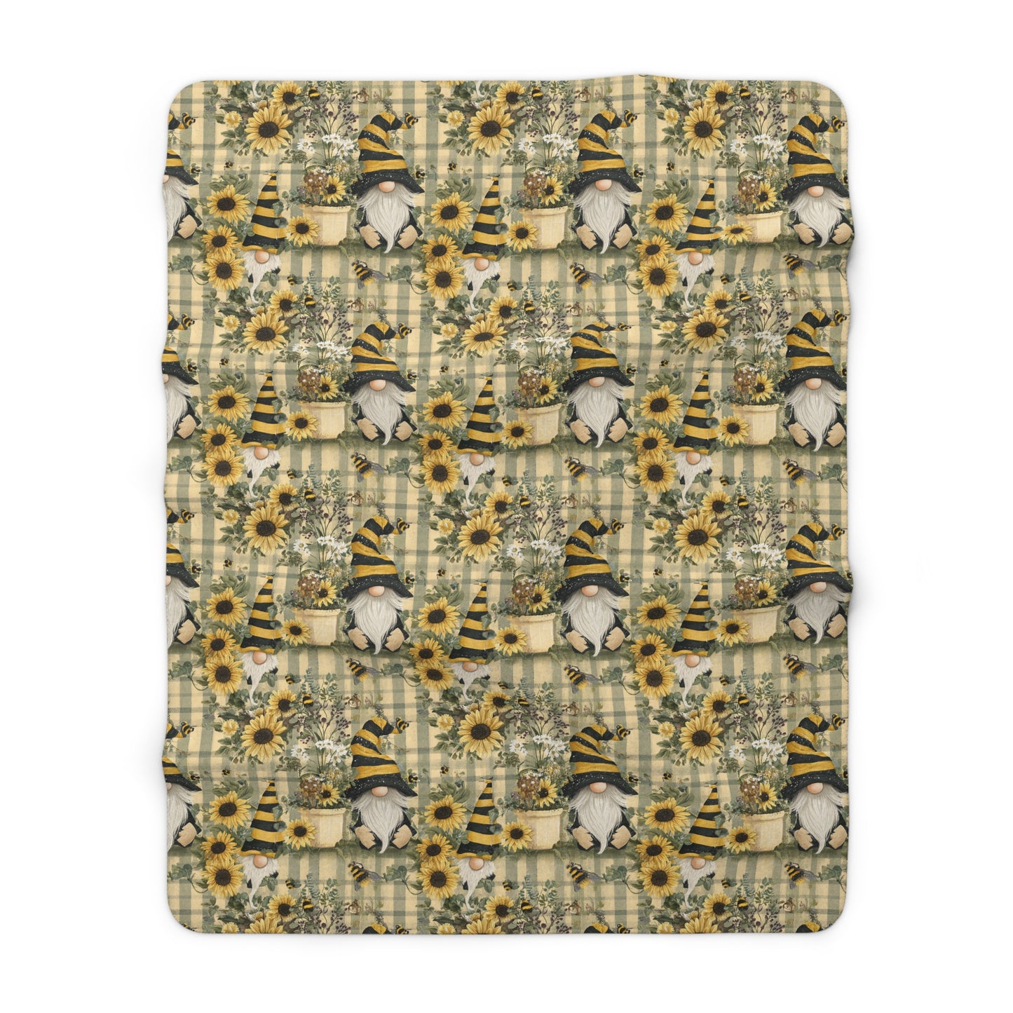 Sunflower Gnome Sherpa Fleece Blanket, Cozy Home Decor, Fall Gifts, Warm Throw, Perfect for Snuggling, Autumn Vibes, Seasonal Blanket