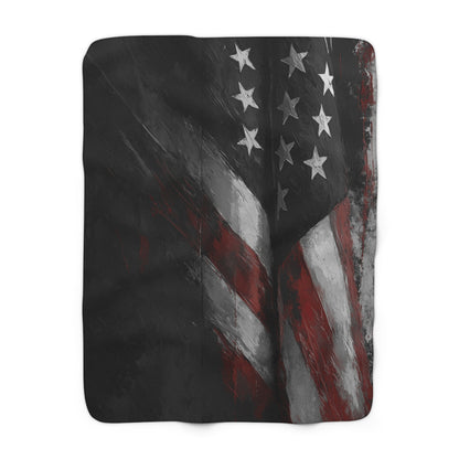 American Flag Sherpa Blanket, Cozy Fleece Throw for Veterans, Patriotic Home Decor, Perfect Gift for Holidays