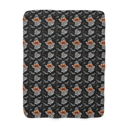 Cozy Halloween Ghosts Sherpa Fleece Blanket | Perfect for Fall Decor, Gift for Haunted House Lovers, Spooky Season Comfort